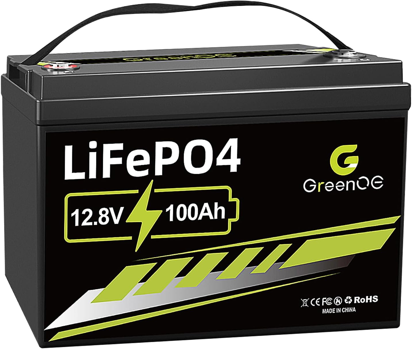 Green OE 12V 100Ah LiFePO4 Battery Group 31 With Built-in 100A BMS, 15000 Deep Cycles Rechargeable Lithium Battery Prefect for Solar System, Rvs, Marine, Vans, Trailer, Backup (12V 100Ah)
